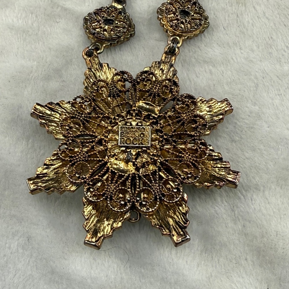 Erickson‎ Beamon Rocks Necklace Cross Gold Tone Rhinestone 34" - Picture 5 of 12